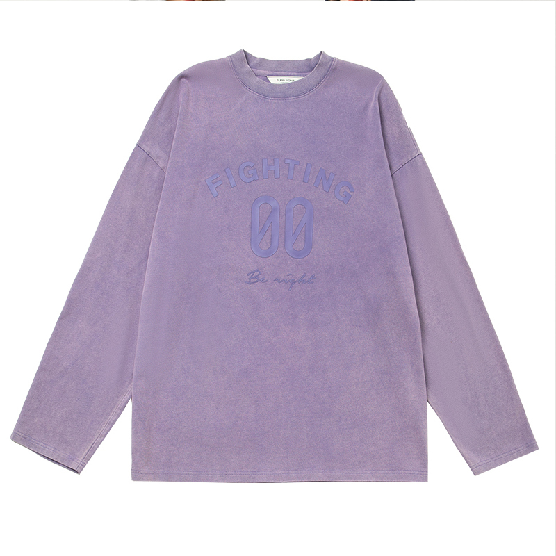 High Quality Custom Printing 100% Cotton Fashion Round Neck With Pocket Oversized Women Girls Woman Unisex Long Sleeve T-Shirts