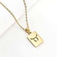 Collar con Colgante de Signo del Zodiaco Vintage al por Mayor, Chapado en Oro Grabado, Acero Inoxidable 18K, Joyería Antideslustre para Mujer