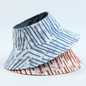 High Quality Fishing Casual Fisherman <b>Bucket</b> <b>Hat</b> Custom Printed Logo Vertical Stripe Cotton Reversible Visor for Men Women - Product Image 3