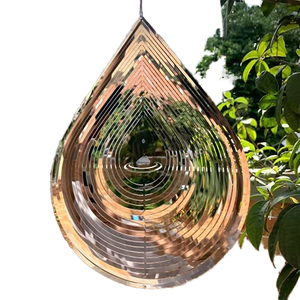 Wind Spinner 3D Stainless Steel Metal Sculptures, 3D Water Droplets Metal Wind Sculptures & Spinners for Garden Decoration - Product Image 1