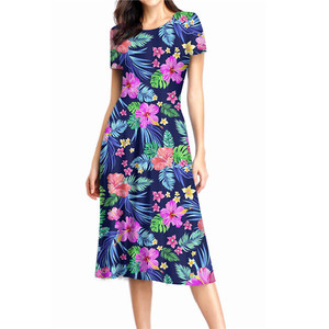 <span class=keywords><strong>Vestido</strong></span> de Playa Elegante con Estampado Tropical de Hibisco <span class=keywords><strong>Hawaiano</strong></span>, <span class=keywords><strong>Vestido</strong></span> Sexy <span class=keywords><strong>para</strong></span> <span class=keywords><strong>Mujer</strong></span> con Mangas Cortas, Impresión Bajo Demanda - Product Image 2