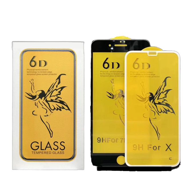 HOT Sell 9h Full Cover Angel 6D Screen Protector Tempered Glass for iPhone 6 6S 7 8 Plus X XS XR 11/12 Pro Max for Redmi Film