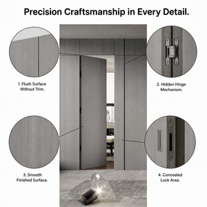 <span class=keywords><strong>Porte</strong></span> <span class=keywords><strong>invisible</strong></span> moderne encastrée dans le mur <span class=keywords><strong>avec</strong></span> charnières dissimulées, <span class=keywords><strong>porte</strong></span> de passage secrète en placage sans joint pour la maison - Product Image 4