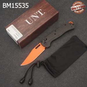 Cuchillo plegable HUNT BM15535 con mango de fibra de carbono, hoja naranja con punta de cuchillo, cuchillo táctico para exteriores, venta directa de fábrica, personalización láser. - Product Image 1