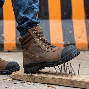SFA3 Mid Cut Brown <b>Leather</b> Tactical Safety <b>Work</b> <b>Boots</b> Anti‑Puncture Sole Field Working Shoes Wholesale safety <b>boots</b> - Product Image 2