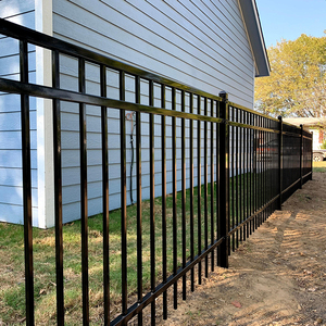 Modern Ornamental Metal Ranch Garden Fence Galvanized <strong>Wrought</strong> <strong>Iron</strong> Panels Eco-Friendly 12ft Height - Product Image 4