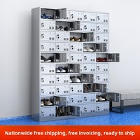 Armoire à chaussures commerciale en acier inoxydable, design moderne et minimaliste, casier multi-portes pour salle de sport avec serrure