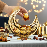 Yixia Elegante Herbruikbare Kleine IJzeren Holle Maanvormige Fruitbord Goud/Zwart/Wit Eid Ramadan Feesten Zhejiang China Snel