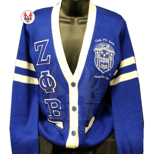 Zeta Phi รุ่นเบต้าคาร์ดิแกนปักลายสำหรับผู้หญิงเสื้อสเวตเตอร์ถักขนสัตว์สไตล์ตามสั่ง - Product Image 4