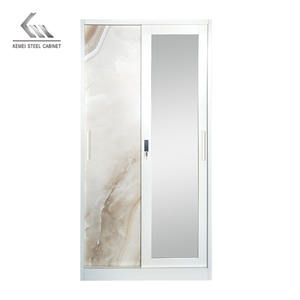 ตู้เสื้อผ้าบานเลื่อนทรงสูงบาง ทำจากเหล็ก ตู้เก็บเสื้อผ้าในห้องนอน ตู้เสื้อผ้าโลหะ - Product Image 6