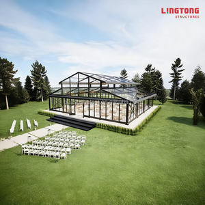 Tente Atrium <span class=keywords><strong>de</strong></span> Luxe à Cadre Noir Transparent, en Polyester Double Couche, Imperméable Quatre Saisons, Anti-UV, Ignifuge, en PVC, pour Mariage - Product Image 1
