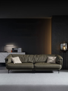 Sofá de cuero italiano de gama alta, sofá de cuero decoro, sofá reclinable de cuero - Product Image 4