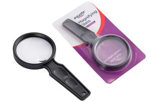90 मिमी प्लास्टिक हैंडहेल्ड डबल लेंस मैग्निफायर, फ्लैट हैंडल के साथ और हैंगहोल 3x/10x जेब पढ़ने वाला ग्लास - Product Image 6