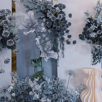 Fleurs et plantes artificielles bleu poussière et bleu grisâtre, matériel floral pour bouquets de mariage DIY, décoration de plafond, vente en gros