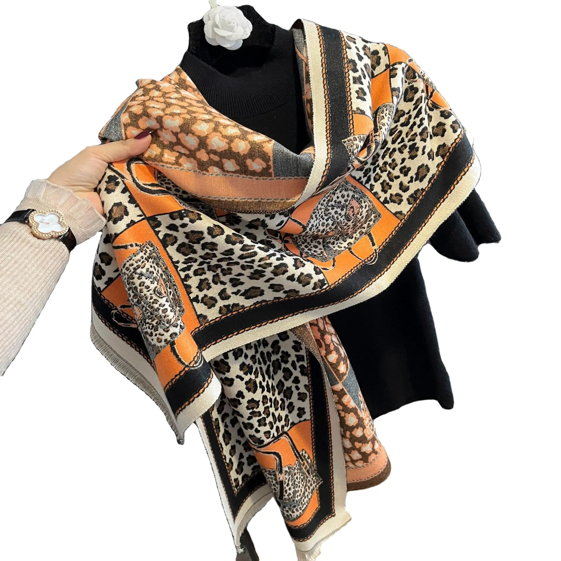 2023 Designer imprimé motif pashmina foulards gros hiver femmes cachemire châles écharpe