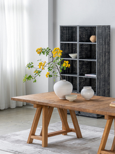 Leverin Benmei Wabi-Sabi 2.8m Natural <b>Wood</b> Color Elm Dining <b>Table</b> Distressed Vintage All-<b>Solid</b> Rectangular Living Room - Product Image 3