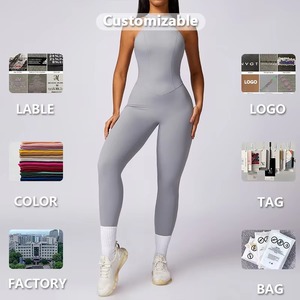 Jp0739 Cung Cấp Chất Lượng Tốt Thời Trang Thiết Kế Rắn Không Có Tay Áo Dải Thể Thao Một Mảnh Phòng Tập Thể Dục Yoga Tập Thể Dục Của Phụ Nữ Áo Liền Quần - Product Image 6