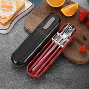 Haute Qualité Portable Coréen 304 En Acier Inoxydable <span class=keywords><strong>Portugal</strong></span> Vaisselle Baguettes Cuillère Fourchette 3 Pcs Couverts Ensemble pour Camping Voyages - Product Image 3