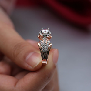 Two Tone Ring For Women Sparkling Stone Simple Fashion Finger Jewelry <b>Gift</b> - Product Image 4