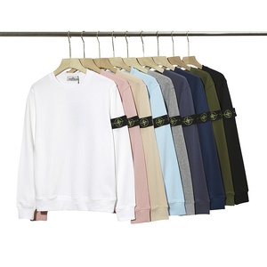 <span class=keywords><strong>Pull</strong></span> à manches longues en pur <span class=keywords><strong>coton</strong></span>, couleur unie, avec logo brodé, col, motif boussole en pierre, style île, pour le commerce transfrontalier, collection automne - Product Image 1