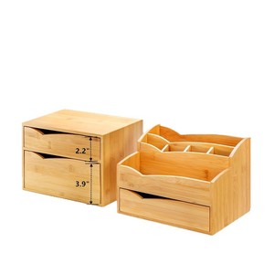 Bamboo Desktop Organizer With 3 <b>Drawers</b> For Office <b>Storage</b> And Stationery Organization - Product Image 5