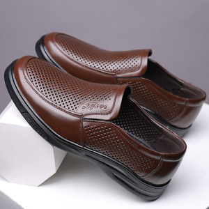 Zapatos de Vestir Casuales de Oficina para Hombre, de Piel Perforada, Sin Cordones, Transpirables, de Tacón Bajo, Hechos en Wenzhou - Product Image 3