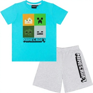 Pijamas <span class=keywords><strong>de</strong></span> <span class=keywords><strong>Minecraft</strong></span> para Niños, Manga Corta, Estampado, 100% Algodón, Diseño <span class=keywords><strong>Creeper</strong></span>, Ajuste Cómodo, Tallas 116 a 152, Verano - Product Image 1