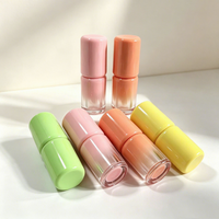 Botol Lip Gloss Kosong Mini 3.5ml Warna-warni Bulat Gradasi Pink Hijau Lucu, Kemasan Lip Oil, Wadah Lip Tint OEM