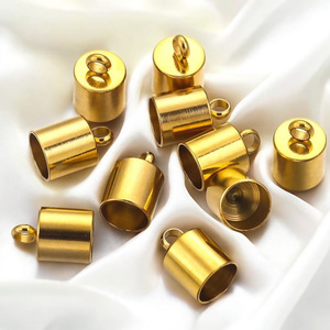 Wholesale DIY <b>Bracelet</b> Necklace Jewelry <b>Making</b> Accessories Stainless Steel Leather End Cap Pendant Clock <b>Bead</b> Chain End Caps - Product Image 3