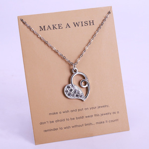 Il cuore con strass di cristallo rende una carta dei desideri la migliore amica delle donne corona luna stelle gioielli collana a catena - Product Image 5
