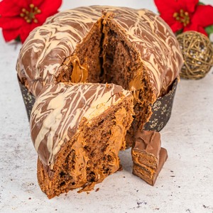 Panettone Artesanal de Chocolate y Caramelo Salado 600g, Regalo de Navidad, Postre - Product Image 1