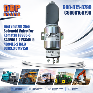 600-815-8790 C6008158790 Soupape solénoïde d'arrêt de carburant pour Komatsu EGS65-5 S4D95LE-2 EGS45-5 4D94LE-2 B3.3 QSB3.3 CM2150 - Product Image 2