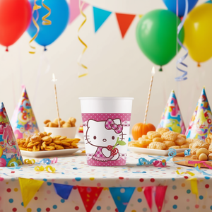 Gobelet jetable en papier cylindrique Hello Kitty, motif dessin animé mignon, 200 ml, pour fêtes, Party Love China - Product Image 5