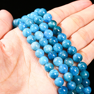 JD Vente en Gros Perles en Pierre d'<span class=keywords><strong>Apatite</strong></span> Bleue Naturelle Lisses Rondes de 6 8 10MM Perles Libres pour Fabrication de Bijoux DIY - Product Image 6
