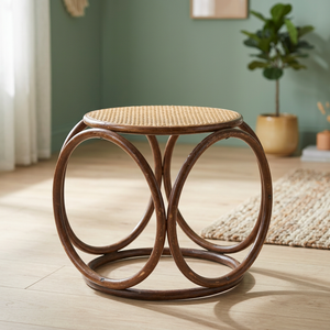 Muebles Modernos para Exteriores, Taburete Geométrico de Roble Macizo y Ratán, MDF, para Apartamento, Sala de Estar, Hotel, Uso Duradero y Resistente - Product Image 1