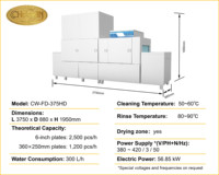 Lave-vaisselle à convoyeur plat en acier inoxydable à séchage automatique haute performance avec bras de pulvérisation haute pression, capacité de 2500 assiettes/heure