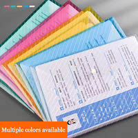 Ventas directas de fábrica Botón multicolor Bolsa de archivo de plástico Claro Transparente Impermeable 18C Carpeta de archivos Tamaño A4