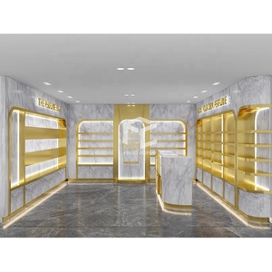 Di fascia alta negozio di profumi Interior Design Custom marmo legno profumo <span class=keywords><strong>Display</strong></span> vetrina decorazione da parete per negozio di bellezza - Product Image 1