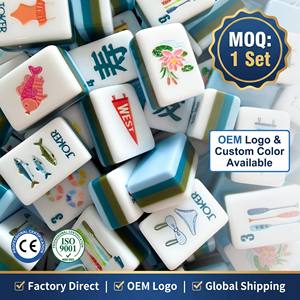 Juego <span class=keywords><strong>de</strong></span> Fichas <span class=keywords><strong>de</strong></span> Mahjong Americano OEM Nuevo y Popular, con Grabado Artístico, Acrílico Azul Claro, Regalo para Fiestas Familiares - Product Image 3