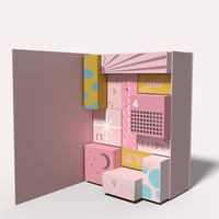 Coffret Cadeau Calendrier de l'Avent Cosmétique Vide Personnalisé, Boîte en Carton Rose Luxe 12 Jours