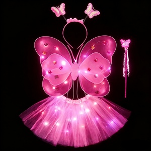 अनुसिन पंखों के नेतृत्व में चमकदार जादू की छड़ी और हेडबैंड पशु छोटे परी बेबी ड्रेसिंग तितली पोशाक तितली - Product Image 2