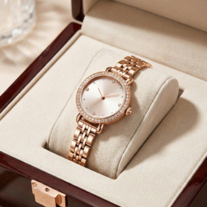 Orologio da Polso per Donna, Impermeabile, Set con Bracciale in Acciaio Inossidabile Dorato, Orologi da Polso Online - Product Image 3