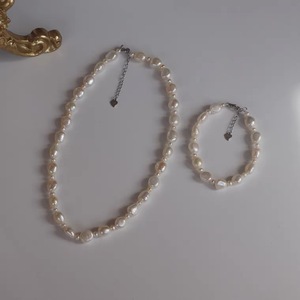 Collier élégant en argent 925 avec perle baroque, chaîne de clavicule à forte luminosité avec dentelle, polyvalent pour le tempérament des filles - Product Image 3