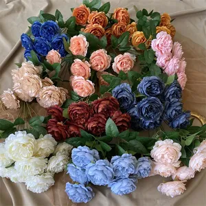 Bouquet de 9 pivoines en soie, fleurs artificielles en vrac pour arrangements de mariage - Product Image 4