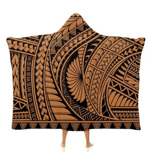 Venta al por mayor logotipo personalizado de gran tamaño Tonga Polynesian Tribal franela polar invierno cálido manta Sherpa Sudadera con capucha Manta - Product Image 3