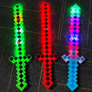 Party Favors Toys Kids Light Up Toys Led Flashing Swords Toys Lights Sword And Music Mosaic Pixel Sword
