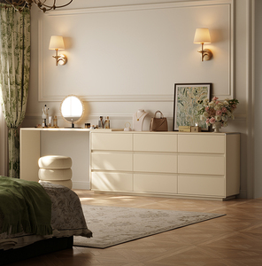 XHA New Chinese Style Integrated Solid Wood <b>Vanity</b> Dresser L-shaped Retractable Makeup <b>Table</b> for Master Bedroom - Product Image 3