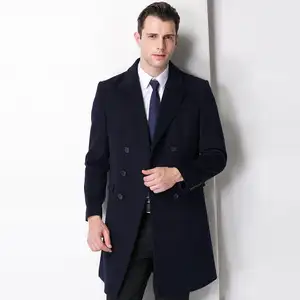 男士外套商务中号加大码外套保暖双排扣修身柔软正式休闲羊毛大衣男士