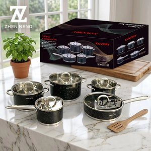 Juego de Ollas de Cocina de Acero Inoxidable Premium ZHEN NENG de 10 Piezas, Interior Antiadherente de Piedra Maifan, Olla <span class=keywords><strong>para</strong></span> Sopa, Sartén con Tapas - Product Image 3