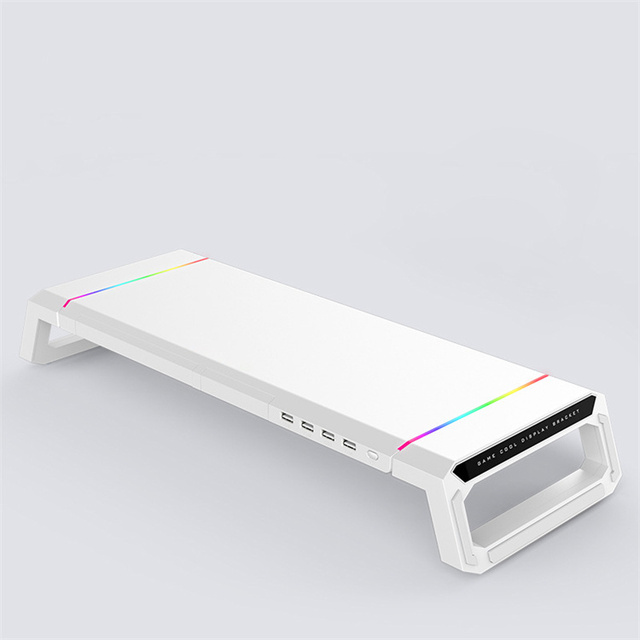Smart RGB Monitor Stand Riser 4 Ports USB 3.0 Hub Extension Docking Station Foldable Desktop Organizer Base Holder